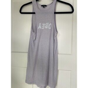 Obey Lavender Ribbed‎ Logo Front Tank top size Small